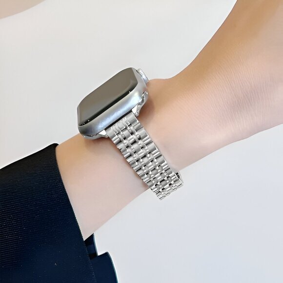 Apple Watch Band Adjustable Slim Stylish Strap Silver Stainless Chain Watch band - Picture 3 of 6